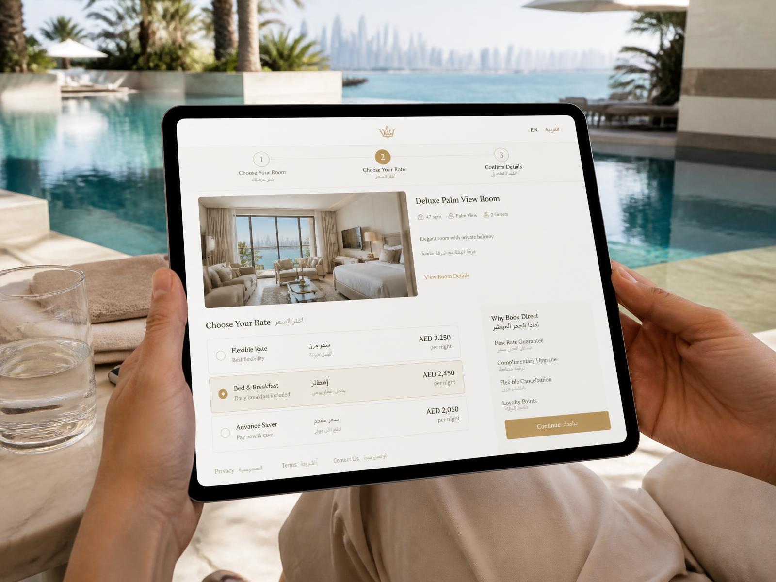 Kava Dubai — Three-step direct booking experience